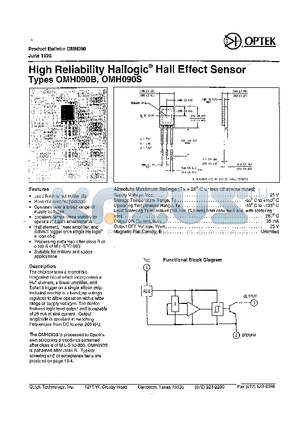 OMH090S datasheet - high Reliability Hallogic Hall Effect Sensor