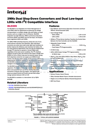 ISL9305IRTBCNLZEV1Z datasheet - 3MHz Dual Step-Down Converters and Dual Low-Input LDOs