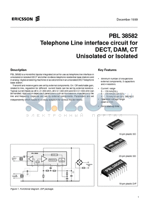 PBL385821SOS datasheet - Telephone Line interface circuit for DECT, DAM, CT Unisolated or Isolated