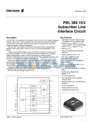 PBL38610-2 datasheet - Subscriber Line Interface Circuit