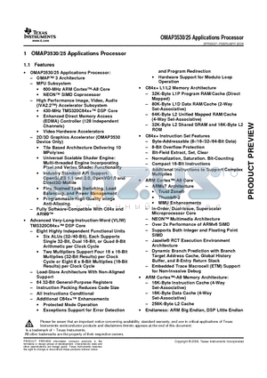 OMAP3530 datasheet - Applications Processor