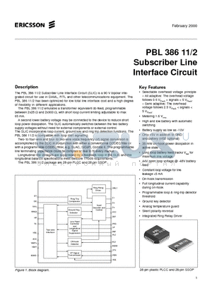 PBL38611-2 datasheet - Subscriber Line Interface Circuit