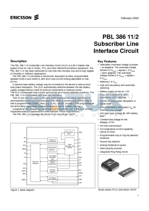 PBL386112QNS datasheet - Subscriber Line Interface Circuit