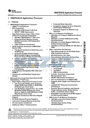 OMAP3530 datasheet - Applications Processor