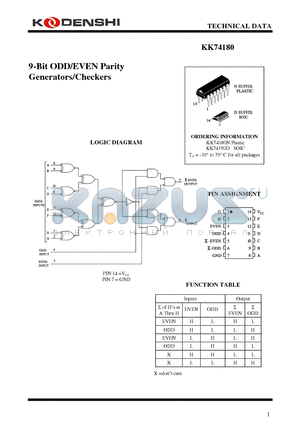 KK74180D datasheet - 9-Bit ODD/EVEN Parity Generators/Checkers