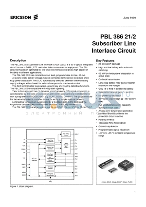 PBL38621-2 datasheet - Subscriber Line Interface Circuit