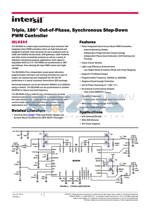 ISL9444_1107 datasheet - Triple, 180` Out-of-Phase, Synchronous Step-Down PWM Controll