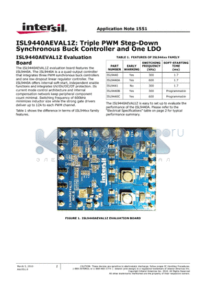 ISL9440AEVAL1Z datasheet - Triple PWM Step-Down Synchronous Buck Controller and One LDO