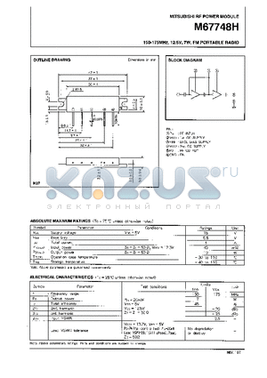 M67748 datasheet - 150-175MHz, 12.5V, 7W, FM PORTABLE RADIO