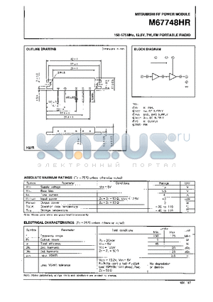 M67748 datasheet - 150-175MHz, 12.5V, 7W, FM PORTABLE RADIO