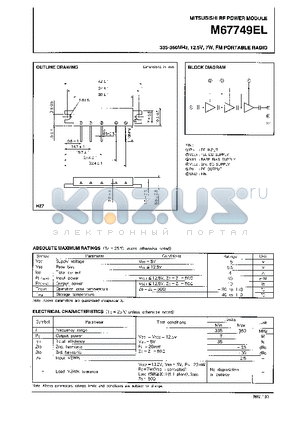 M67749EL datasheet - 335-360MHz, 12.5V, 7W, FM PORTABLE RADIO