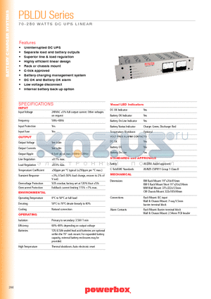 PBLDU-24C05RM datasheet - 70 - 280 WATTS DC UPS LINEAR