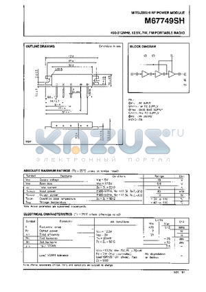 M67749SH datasheet - 490-512MHz, 12.5V, 7W, FM PORTABLE RADIO