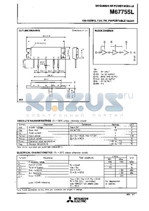 M67755L datasheet - 135-150MHz, 7.2V, 7W, FM PORTABLE RADIO