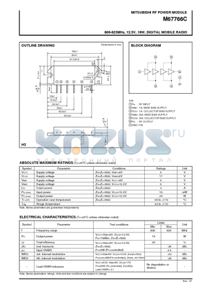 M67766C datasheet - 806-825MHz, 12.5V, 16W, DIGITAL MOBILE RADIO