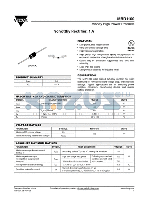 MBR1100TR datasheet - Schottky Rectifier, 1 A