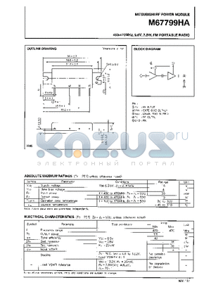 M67799 datasheet - 450-470MHz, 9.6V, 7.5W, FM PORTABLE RADIO