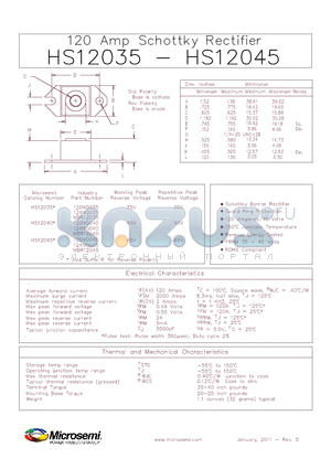 MBR12040 datasheet - 120 Amp Schottky Rectifier