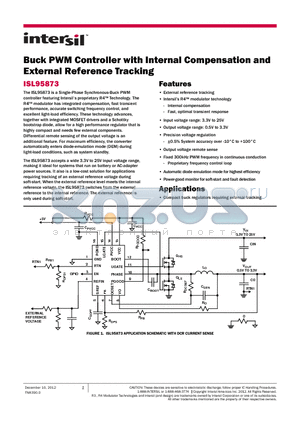 ISL95873 datasheet - Buck PWM Controller with Internal Compensation and External Reference Tracking
