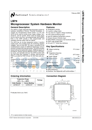 LM79 datasheet - Microprocessor System Hardware Monitor