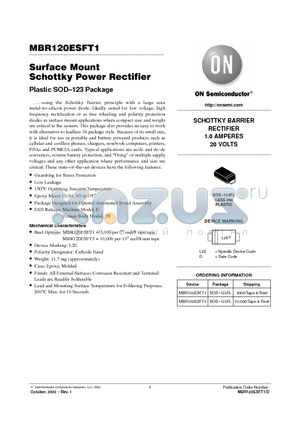 MBR120ESFT1 datasheet - Surface Mount Schottky Power Rectifier