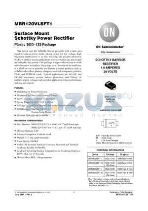MBR120VLSFT1G datasheet - Surface Mount Schottky Power Rectifier
