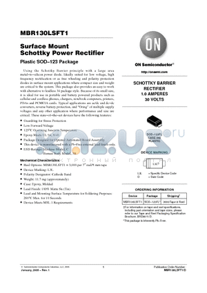 MBR130LSFT1 datasheet - Surface Mount Schottky Power Rectifier Plastic SOD−123 Package