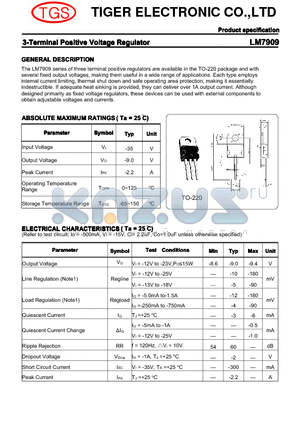 LM7909 datasheet - 3-Terminal Positive Voltage Regulator