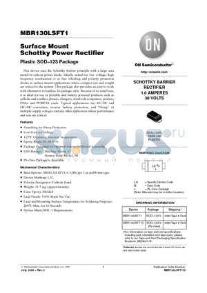 MBR130LSFT1 datasheet - Surface Mount Schottky Power Rectifier