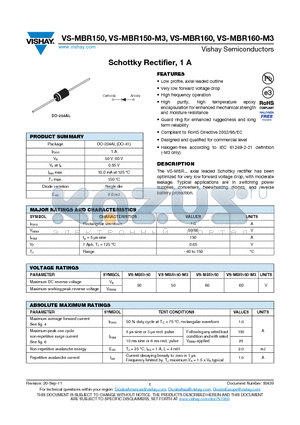 MBR150 datasheet - Schottky Rectifier, 1 A