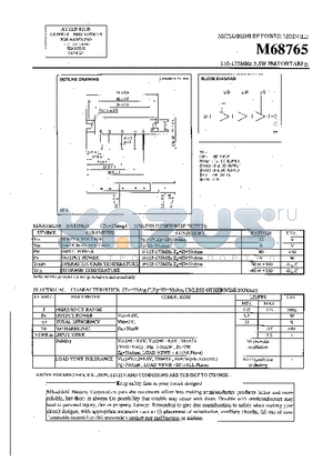 M68765 datasheet - 135-175MHz, 5.5W, FM PORTABLE