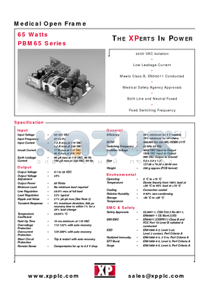 PBM65US05 datasheet - Medical Open Frame