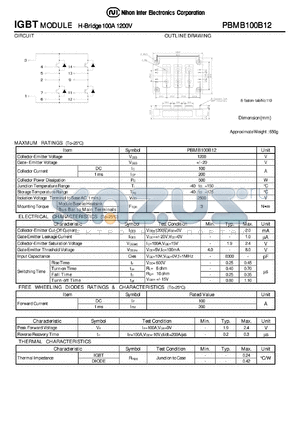 PBMB100B12 datasheet - IGBT MODULE H-Bridge 100A 1200V