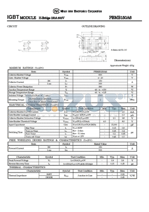 PBMB150A6 datasheet - IGBT MODULE H-Bridge 150A 600V