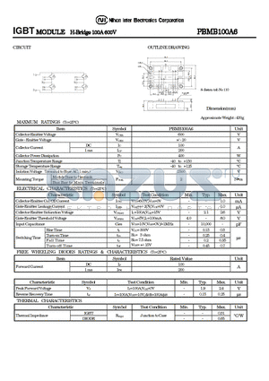 PBMB100A6 datasheet - IGBT MODULE H-Bridge 100A 600V