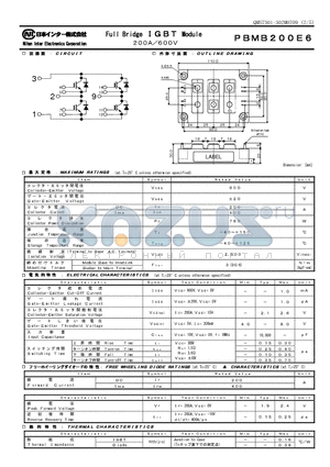 PBMB200E6 datasheet - Full Bridge IGBT Module 200A/600V