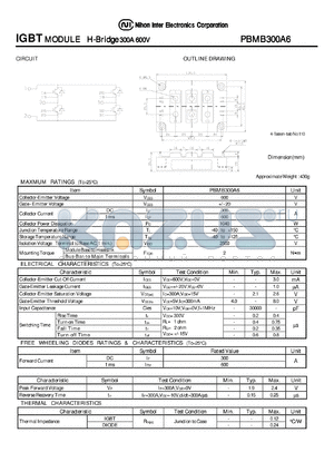 PBMB300A6 datasheet - IGBT MODULE H-Bridge 300A 600V