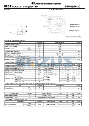 PBMB50B12C datasheet - IGBT MODULE H-Bridge 50A 1200V