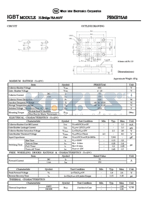 PBMB75A6 datasheet - IGBT MODULE H-Bridge 75A 600V