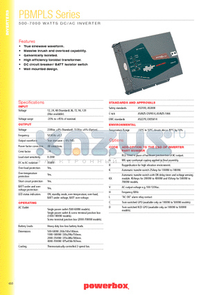 PBMPLS-24IA datasheet - 500-7000 WATTS DC/AC INVERTER