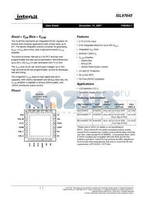 ISL97645 datasheet - Boost  VON Slice  VCOM