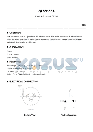 QL63D5SA datasheet - InGaAlP Laser Diode