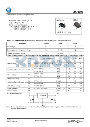 LM79L08 datasheet - Three-terminal negative voltage regulator