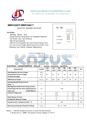 MBR1530CT datasheet - SCHOTTKY BARRIER RECTIFIER