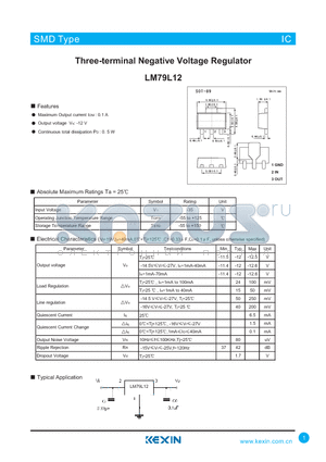 LM79L12 datasheet - Three-terminal Negative Voltage Regulator