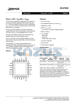 ISL97646 datasheet - Boost  LDO  VON Slice  VCOM