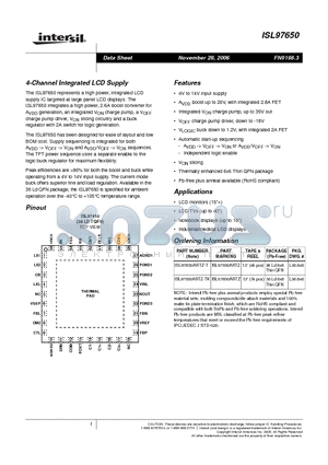 ISL97650ARTZ-T datasheet - 4-Channel Integrated LCD Supply