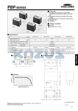 PBP-3201 datasheet - Equipment Designed to Conform EMI Regulations Such As VCCI,CISPR,FCC,VDE,etc