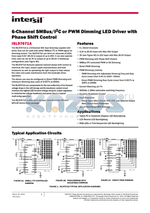 ISL97671A datasheet - 6-Channel SMBus/I2C or PWM Dimming LED Driver with Phase Shift Control