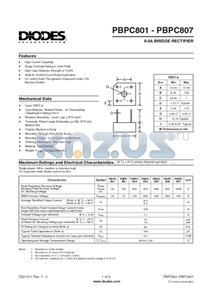 PBPC801_1 datasheet - 8.0A BRIDGE RECTIFIER